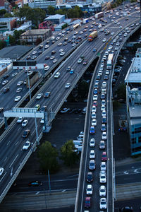 High angle view of elevated road in city