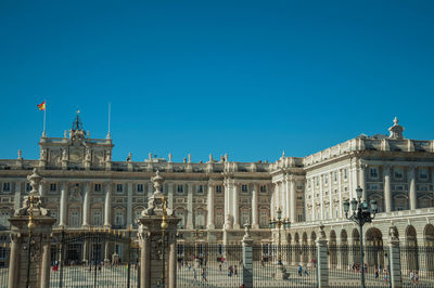 Facade of building against blue sky