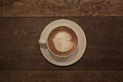 High angle view of coffee on table