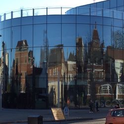 Reflection of buildings in city