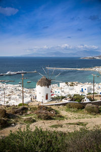 Scenic view of sea against blue sky