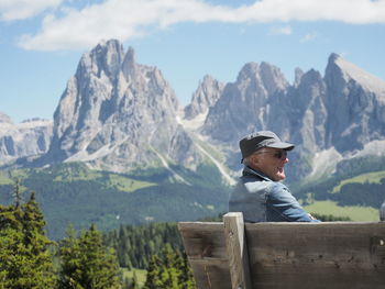 Woman standing on mountain