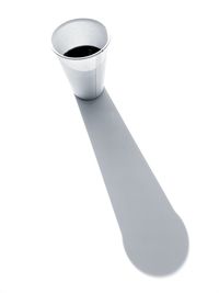 High angle view of coffee cup against white background