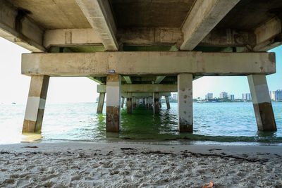 Interior of pier over sea