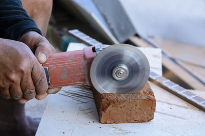 Close-up of man working