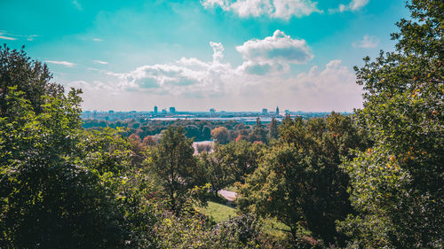 High angle view of townscape against sky