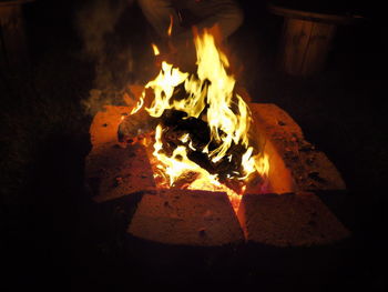 Close-up of bonfire at night