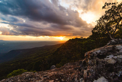 Scenic view of landscape against sky during sunset