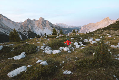 Scenic view of landscape and mountains against sky