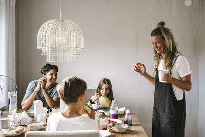 Group of people having food
