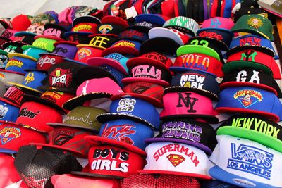 Full frame shot of multi colored hats