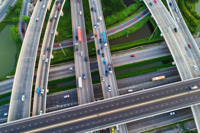 High angle view of highway on street