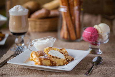 Close-up of food on table