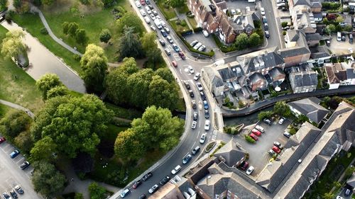 High angle view of traffic on road