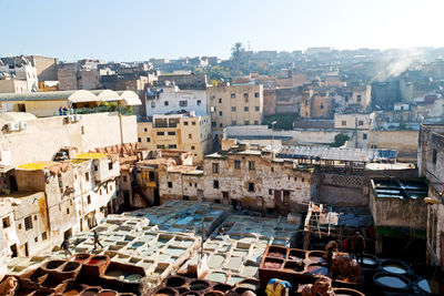 High angle view of townscape against sky