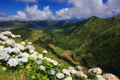 High angle view of landscape against sky