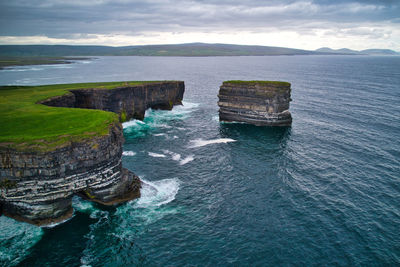 Aerial view of downpatrick head. 