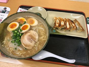 Close-up of served food in plate