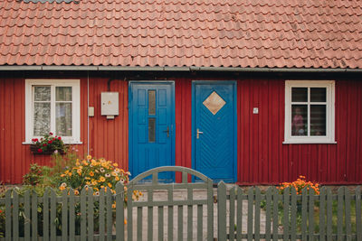 Exterior of house with multi colored building