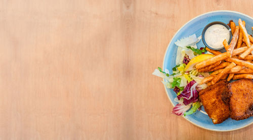 High angle view of meal served in plate