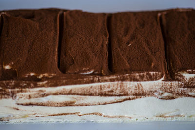 Close-up of snow on sand