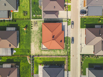 Aerial view of house in city