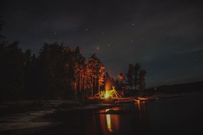 Scenic view of river at night