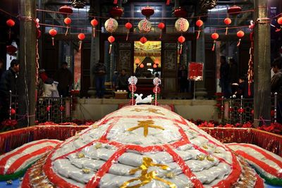 Illuminated temple at night
