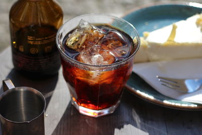 Close-up of drink in glass on table