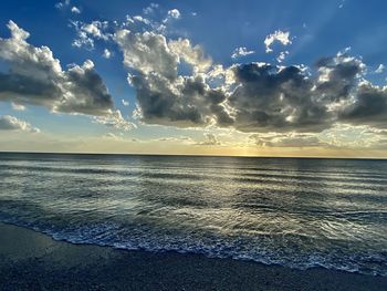 Scenic view of sea against sky during sunset