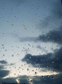 Full frame shot of raindrops on glass window