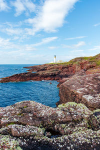 Scenic view of sea against sky, rua reidh lighthouse, scotland, nc500