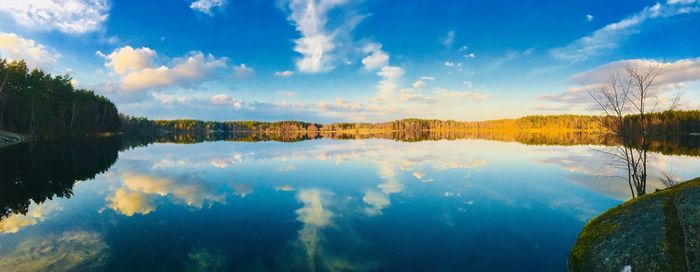 Scenic view of lake against sky