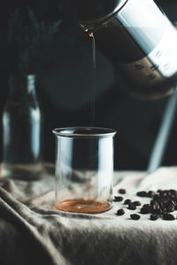 Close-up of drink in glass on table