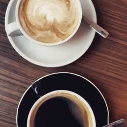 High angle view of coffee on table