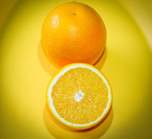 High angle view of lemon in glass