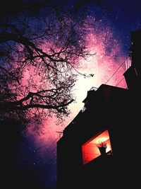 Low angle view of building at night