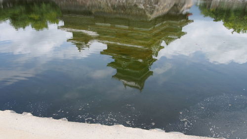 High angle view of puddle on lake