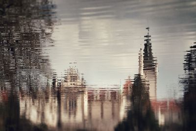 Reflection of buildings in lake