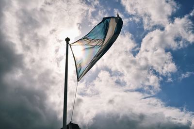 Low angle view of scottish flag against sky