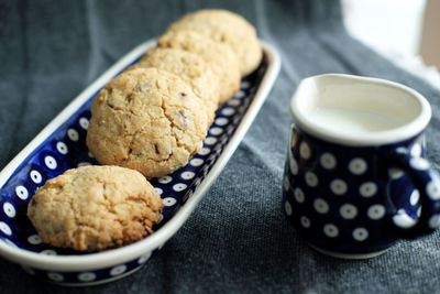 Close-up of cookies and coffee on table