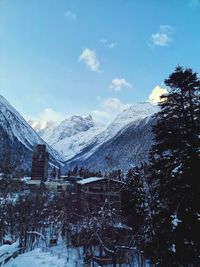 Snow covered mountain against sky