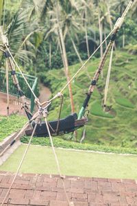 View of swing in park