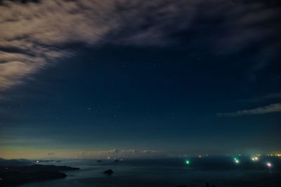 Scenic view of illuminated city against sky at night