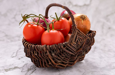 Close-up of tomatoes in basket