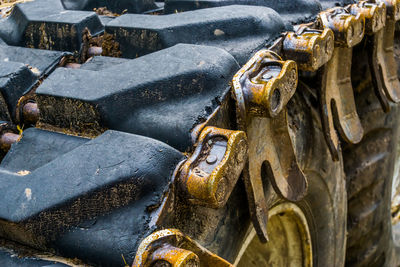 High angle view of rusty chain