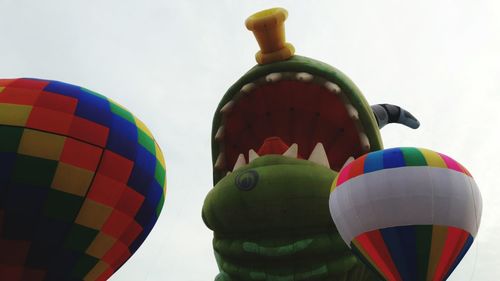 Low angle view of hot air balloon against sky