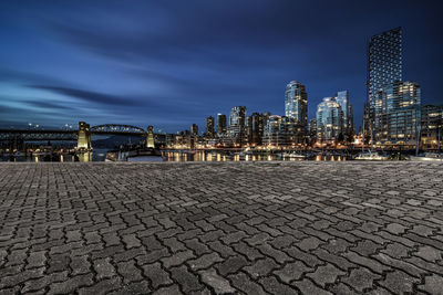 View of city buildings against cloudy sky