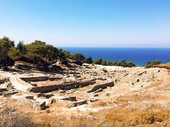 Scenic view of sea against clear sky