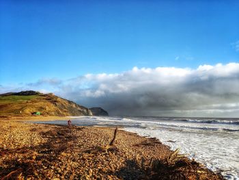 Scenic view of beach against sky